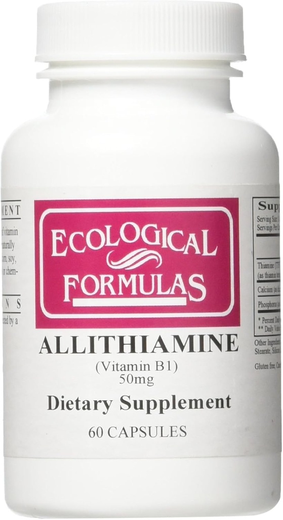 Formules écologiques Allithiamine Vitamine B1 50 Mg, Blanc, 60 Compte