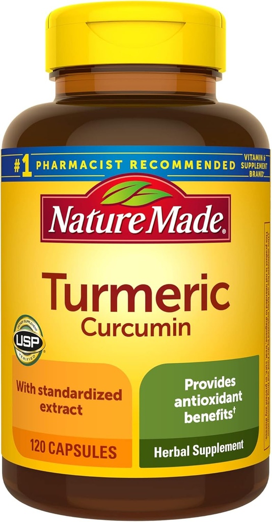 Nature faite Curcumine curcumine 500 mg, supplément à base de plantes pour le soutien antioxydant, 120 capsules, 120 jours d'approvisionnement