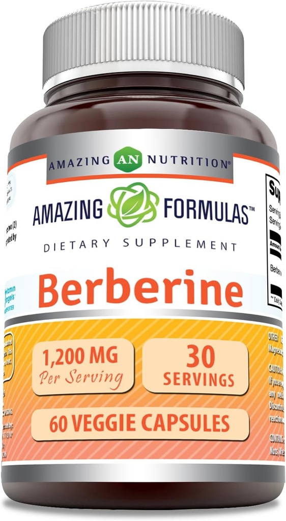 Formules étonnantes Supplément berbère $ 1200 Mg par portion $ Capsules de légumes $ Non-GMO $ Sans gluten $ Fabriqué aux États-Unis (60 Nombre, 1 Pack)