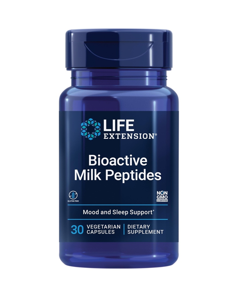 Prolongation de vie Peptides de lait bioactifs, Support d'humeur saine, Supplément de sommeil, Relaxation, peptides de lait, décapeptide de caséine, sans hormones, sans gluten, non OGM, végétarien, 30 capsules