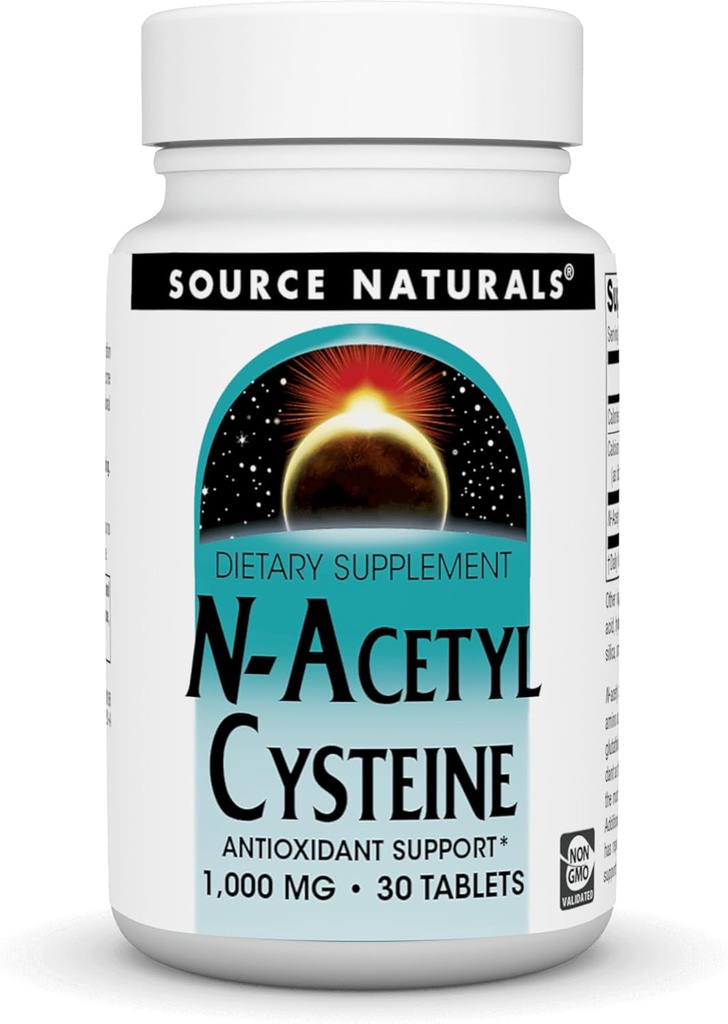 Source Naturals N-acétyle Cysteine Antioxydant Soutien 1000 mg Complément alimentaire qui soutient la santé respiratoire* - 30 comprimés