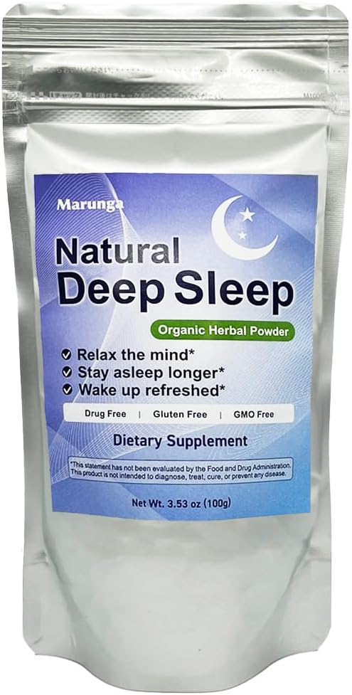 Natural Deep Sleep, complément alimentaire, poudre à base de plantes biologiques, support de stress et d'humeur, soutien de la santé digestive, sans mélatonine, 30 jours d'approvisionnement, Fabriqué au Japon