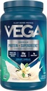 Vega Premium Protein + Supergreens - 20g Protein, Creamy Vanilla, 25 Servings, Spinach,Kale, Alfalfa Grass, Broccoli, 0g Added Sugar, Non-GMO, Gluten Free, Dairy Free, 1.68 lbs (Packaging May Vary)