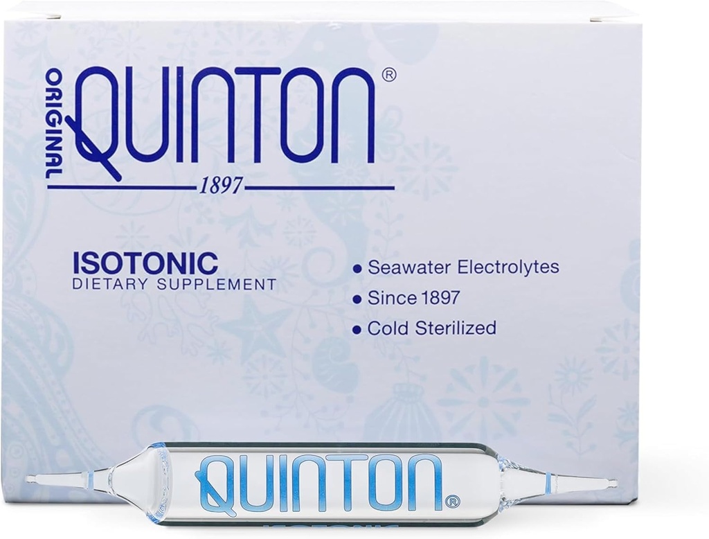 Quicksilver Scientific Original Quinton Solution isotonique avec les minéraux de l'eau de mer + l'eau de printemps alpine - hydratation liquide, électrolyte + supplément multi minéraux (30 flacons à usage unique)