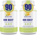 Notre supplément quotidien de vitamine AK - Vitamine A, D3 et K2 (sous forme de MK7) - Soutien du système osseux, immunitaire - Vitamines de haute puissance avec ingrédients non OGM - Capsules de légumes sans gluten, sans soja 180 CT