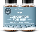 Suppléments de fertilité Conception pour les femmes – Aides Ovulation, équilibre hormonal et cycles réguliers – Soutien de la vitamine prénatale avec Myo-Inositol, Folate, Acide folique, Vitex – 120 Capsules molles végétariennes