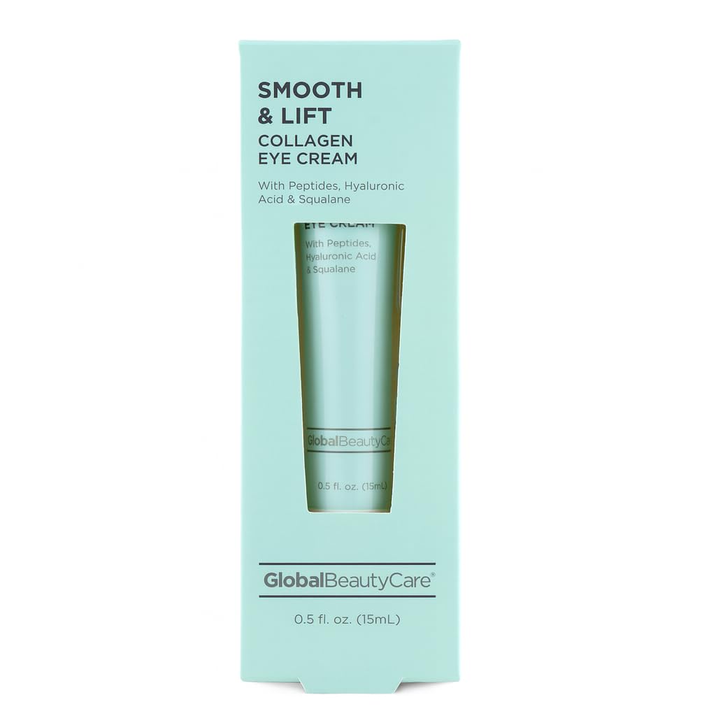 Global Beauty Care Smooth & Lift Collagen - Crème oculaire avec peptides, acide hyaluronique et squalane, 1-paquet (0,5 fl oz 15ml)