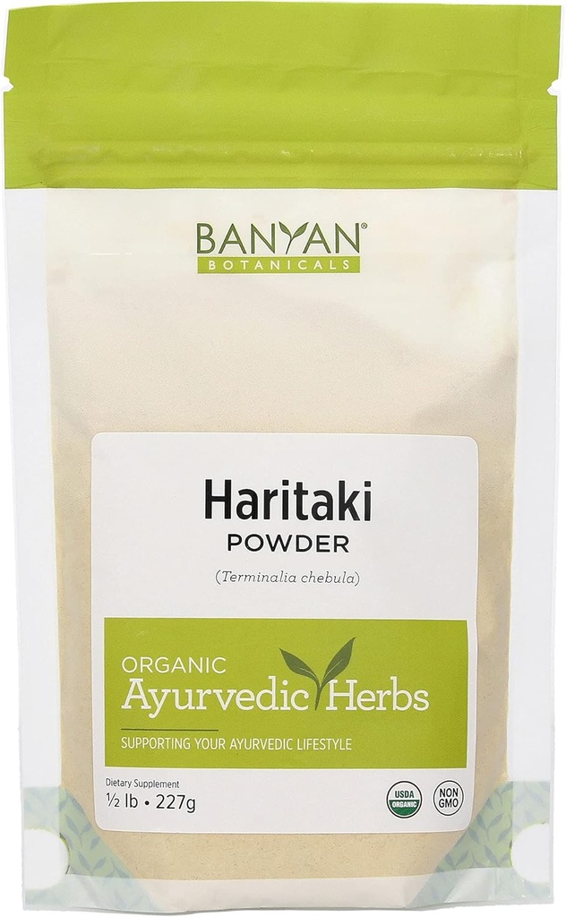 Banyan Botanicals Haritaki Powder - Certified Organic, 1/2 Pound – Terminalia chebula – pour la désintoxication et la rajeunissement* – Organic, Vegan, Non-OGM, Gluten Free, Certified Fair for Life Fair Trade