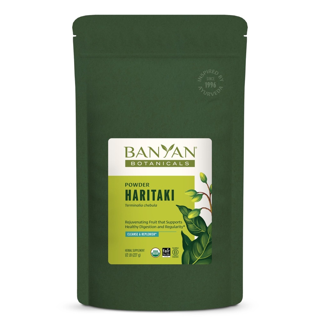 Banyan Botanicals Haritaki Powder - Certified Organic, 1/2 Pound – Terminalia chebula – pour la désintoxication et la rajeunissement* – Organic, Vegan, Non-OGM, Gluten Free, Certified Fair for Life Fair Trade