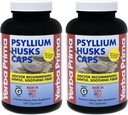 Yerba Prima Psyllium Husk Caps - 180 capsules (paquet de 2) - Supplément de fibre facile à avaler - Nettoyage des colonies - Santé des intestins - Non-OGM Sans gluten