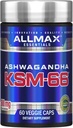 ALLMAX Essentials Ashwagandha KSM-66 (60 Veggie Caps) - Augmenter la force musculaire et la récupération - Non-OGM, sans gluten - 30 portions
