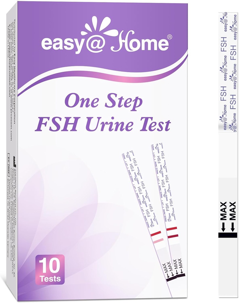 Easy@Home Kit de test FSH: 10 bandes de test FSH pour les femmes – suivre les niveaux d'hormone et soutenir la planification de la fertilité à la maison