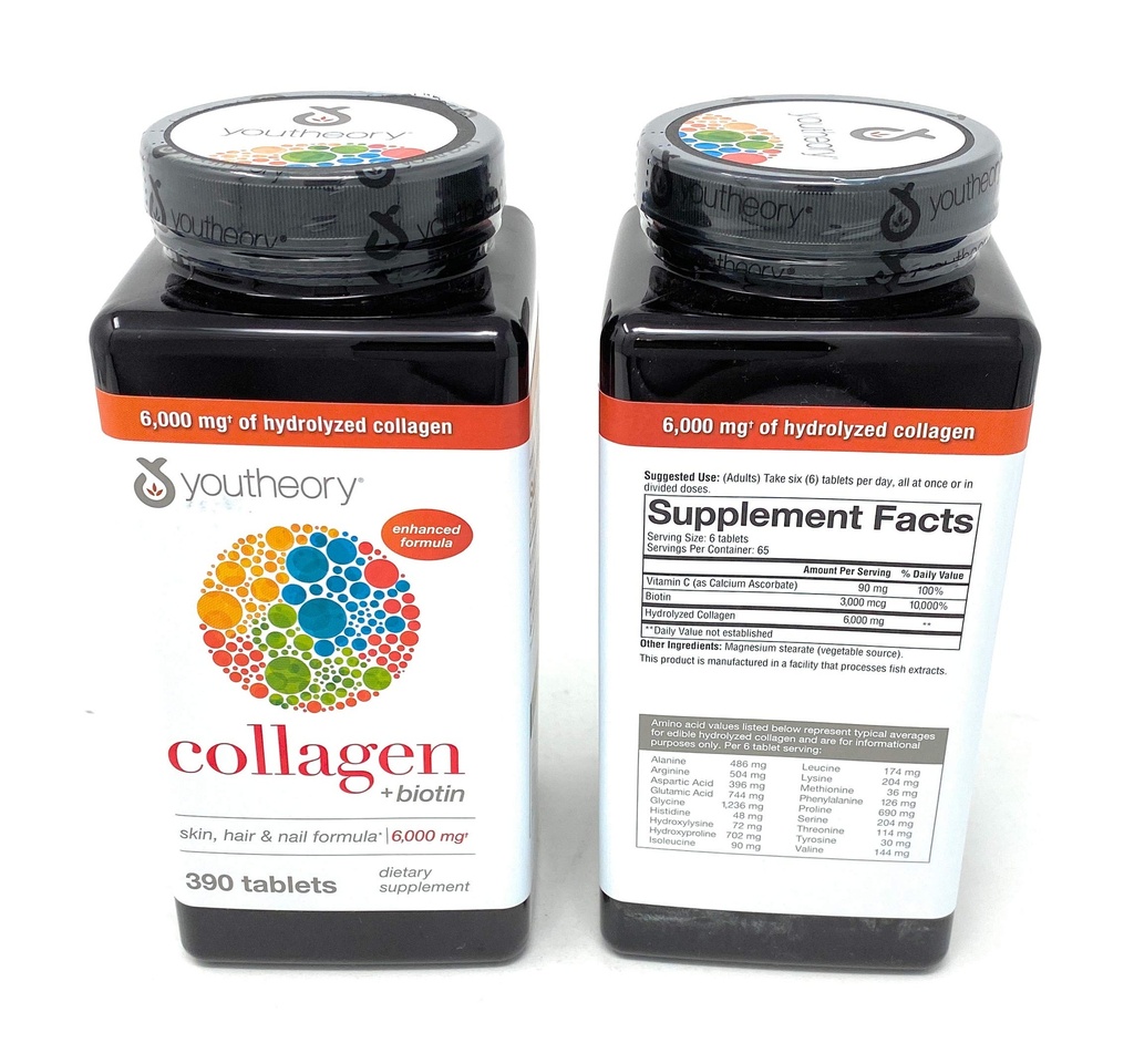 Tablettes de formules avancées Youtheory Collagen - 390 ct (2-paquet pour 780 Ct)