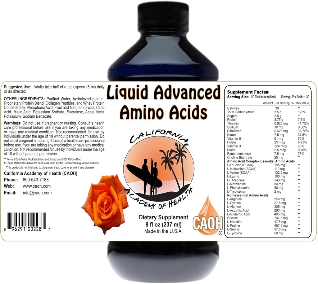 Acides aminés avancés liquides à 8 oz du CAOH