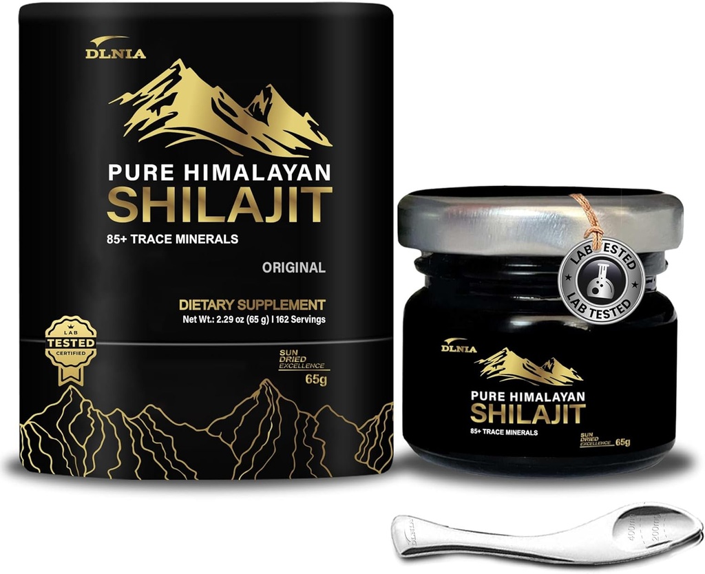 Supplément de résine chilajit biologique chilajit - Gold+ Grade avec 85+ Trace Minerals avec 75 % d'acide fulvic, support énergétique et immunitaire global, Shilajit pur pour les hommes et les femmes, 65g
