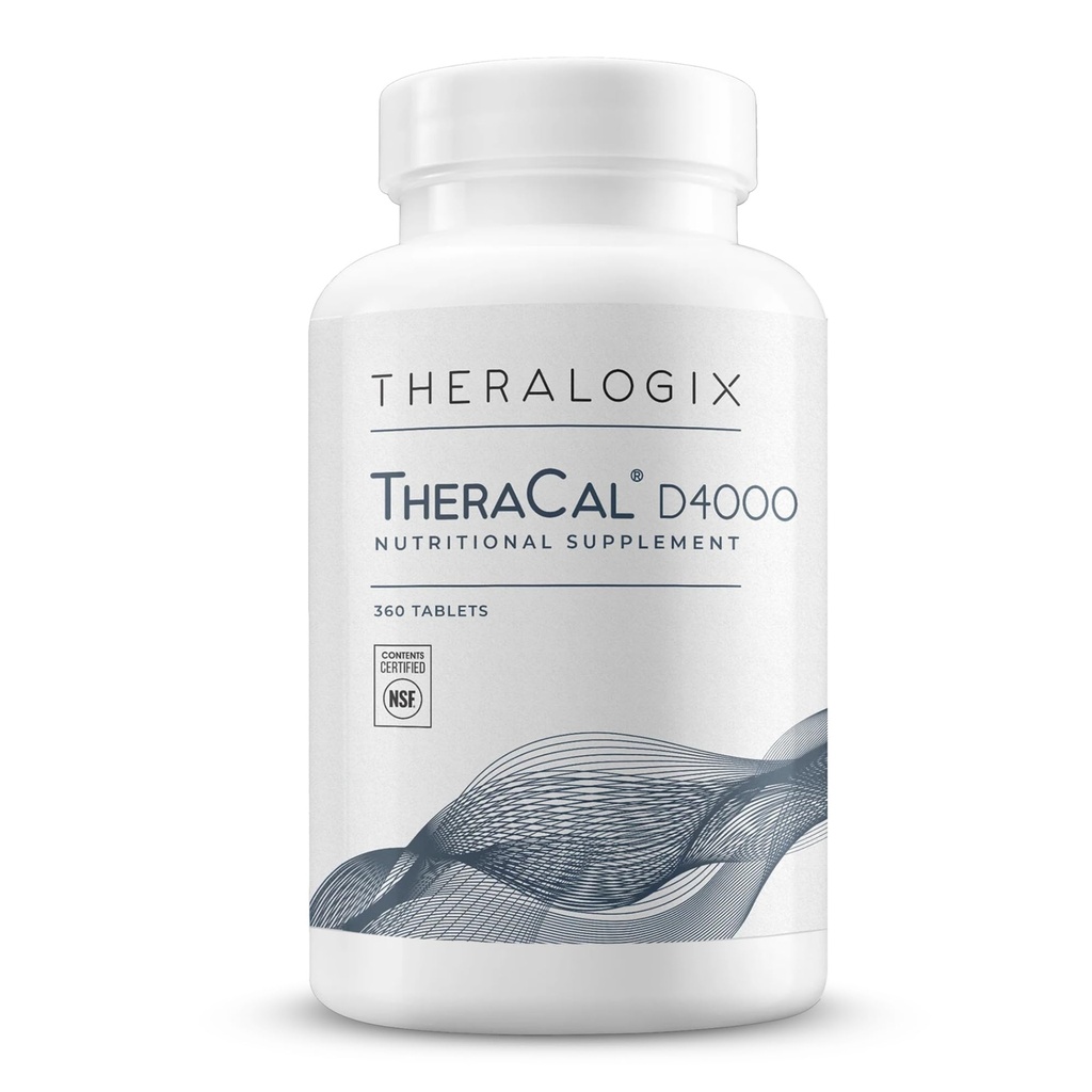 Theralogix TheraCal D4000 - Supplément de soutien à la santé des os avec du calcium, du magnésium, de la vitamine D3, de la vitamine K2 et du bore* - Approvisionnement de 90 jours - Certifié NSF - 360 comprimés