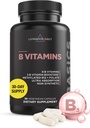 Liveood Capsules complexes de vitamine B pour hommes et femmes, Méthylated B12 & Folate, 11 formes actives incluant B1 B2 B3 B5 B6 & Biotine, sans gluten, Vitamines Vegan B pour ongles pileux, 30 capsules
