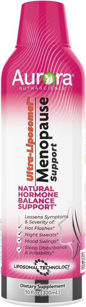 Aurora Nutrascience Soutien à la ménopause ultra-liposomique avec EstroG-100 prouvé cliniquement pour réduire les symptômes de la ménopause et de la périménopause, les éclairs chauds, les sueurs nocturnes, les swings d'humeur, 30 portions, 10 fl oz