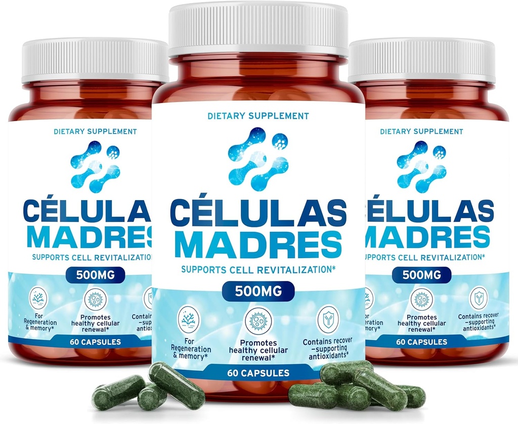 Suppléments de cellules souches 500mg (180cap) Support naturel anti-âge et longévité avec Spiruline et Chlorella, Boost renouvellement cellulaire, restaurer l'énergie juvénile, réduire la douleur articulaire – Celulas Madre