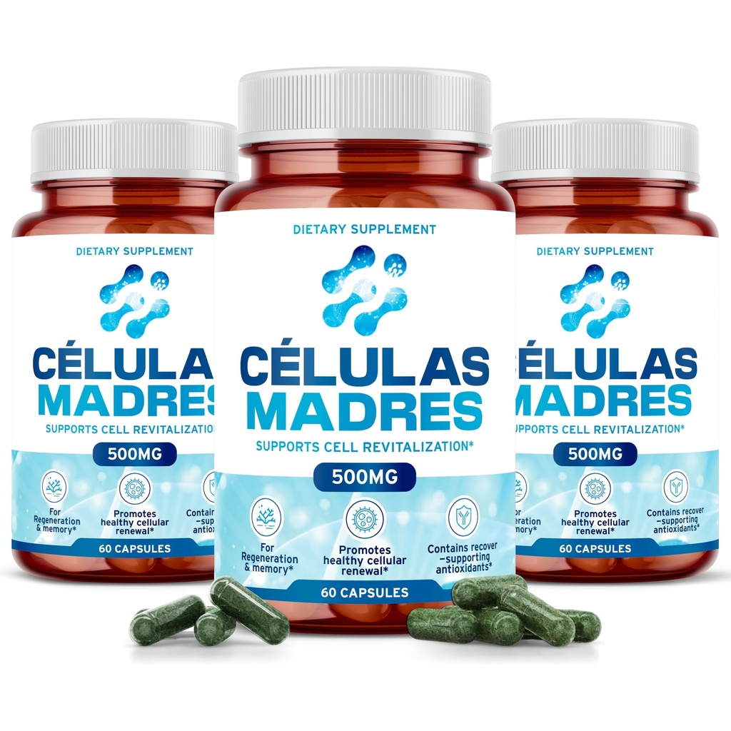 Suppléments de cellules souches 500mg (180cap) Support naturel anti-âge et longévité avec Spiruline et Chlorella, Boost renouvellement cellulaire, restaurer l'énergie juvénile, réduire la douleur articulaire – Celulas Madre