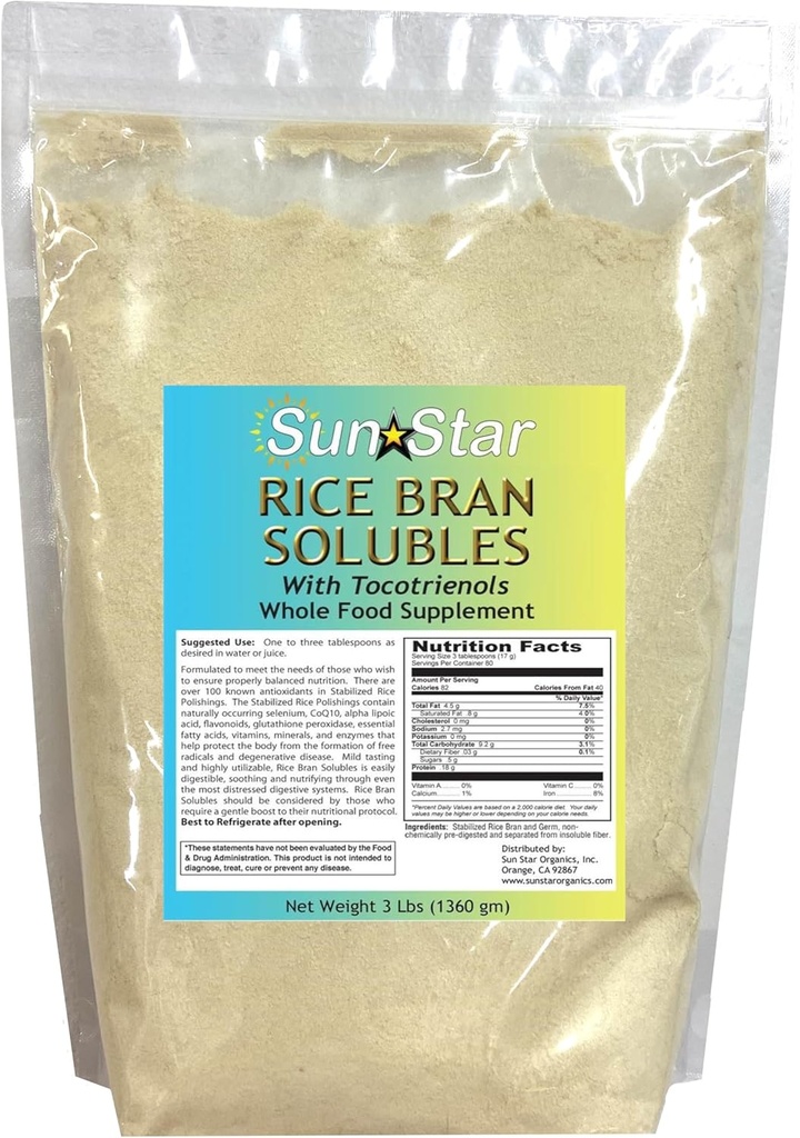 Poudre de riz Bran avec des tocotriénols (anciennement connu sous le nom de riz Bran Solubles)(3lb)