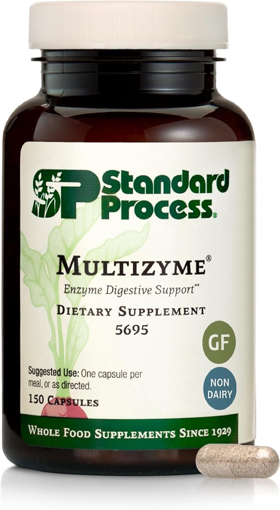 Multienzyme de procédé standard - Supplément enzymatique pancréatique pour soutenir la décomposition des protéines, des glucides et des graisses - Soutien digestif - Sans gluten, sans lait et sans soie - 150 capsules