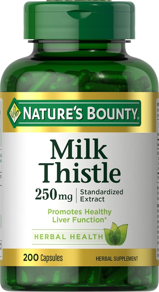Capsules de chardon de lait de la nature, traditionnellement utilisées pour la santé du foie, supplément à base de plantes, 250 mg par portion, 200 Nombre