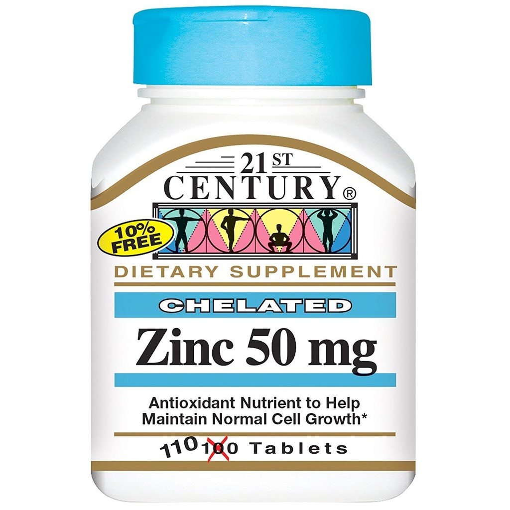 21ème siècle Zinc chélaté 50 Milligrammes 50 Milligrammes 110 Tabs
