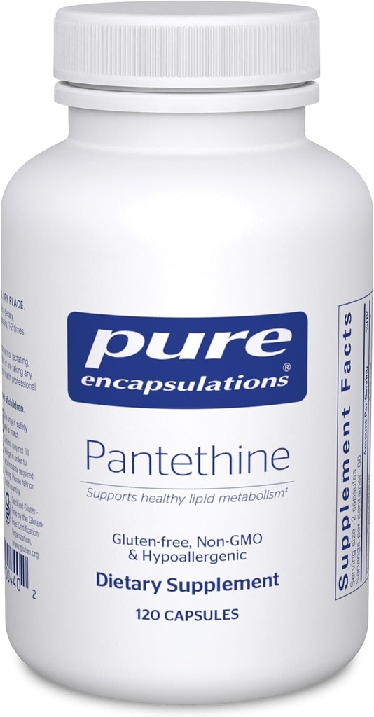 Encapsulations pures Pantethine , supplément hypoallergénique soutient le métabolisme lipidique sain et la fonction cardiovasculaire , 120 capsules
