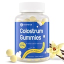 Bovine Colostrum Supplément Gommies - avec 60% IgG le plus élevé, Lactoferrine, Probiotiques et Prébiotiques pour les adultes et les enfants, Vanilla Flavor & sans sucre, 90 Gommies