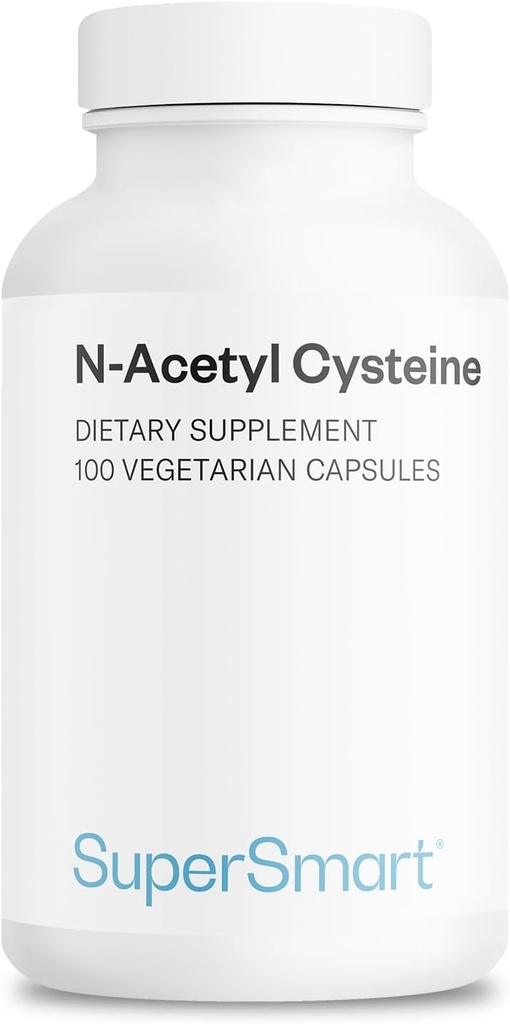 Supersmart N-acétyl Cysteine 1800mg par jour (haute absorption) - Supplément NAC - Antioxydants de haute puissance Acides aminés - Précurseur de glutathion - Sans OGM et sans gluten - 100 capsules végétariennes