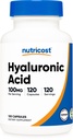 Capsules d'acide hyaluronique Nutricost 100mg,120 Capsules végétariennes - Sans gluten, sans OGM