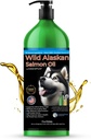 Huile de saumon sauvage de l'Alaska pour chiens et chats par l'Islande Pure de 1 043 mg d'Oméga-3 par teaspoon de saumon huile et mélange de Pollock de saumon sans BPA bouteille en aluminium époxy avec pompe - 17 oz
