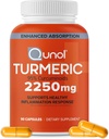 Curcumine turcumaque avec poivre noir, 2250mg Extrait turcumaque avec 95% Curcuminoides, Supplément Turcuma extra force, Absorption améliorée, Supplément de soutien articulaire, 90 Capsules végétariennes