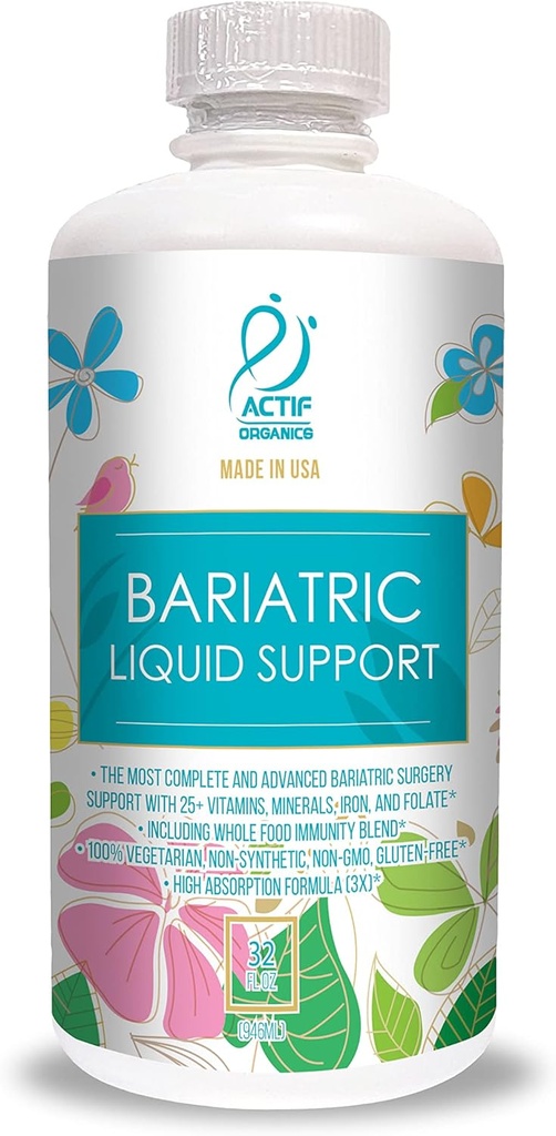 ACTIF Organic Bariatric Liquid Multivitamine avec 25+ Vitamines organiques et minéraux pour la chirurgie bariatrique, Formule avancée - 90