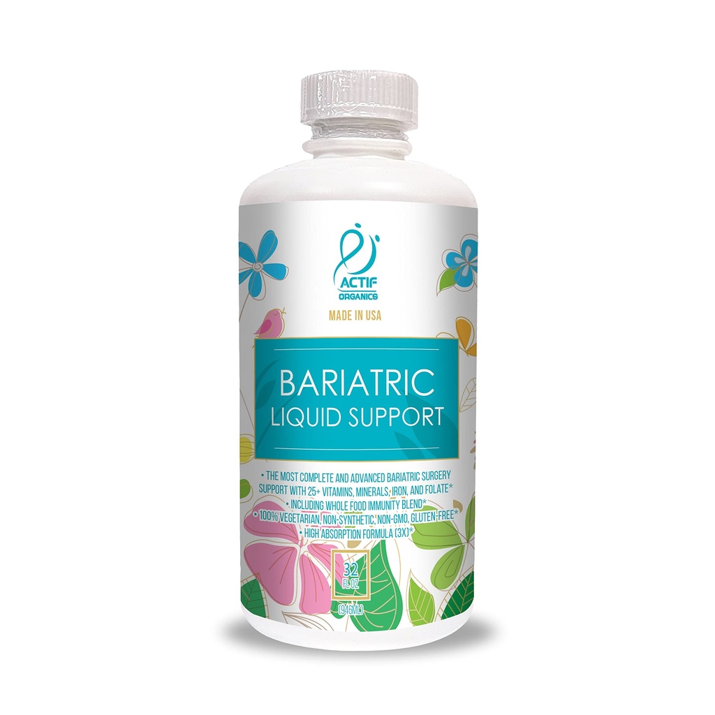 ACTIF Organic Bariatric Liquid Multivitamine avec 25+ Vitamines organiques et minéraux pour la chirurgie bariatrique, Formule avancée - 90