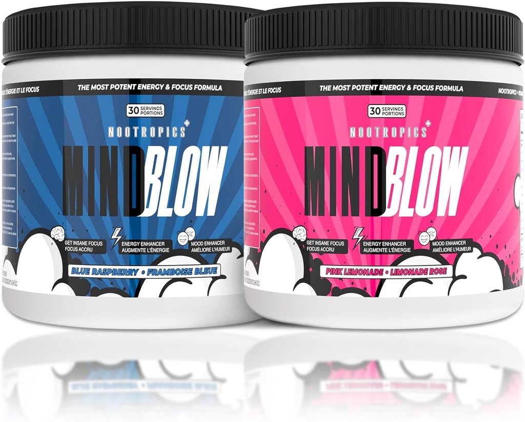 Mind Blow - Cocktail Nootropics pour l'énergie, la concentration et le bonheur pour les étudiants, les entrepreneurs, les travailleurs durs et les joueurs (30 services)
