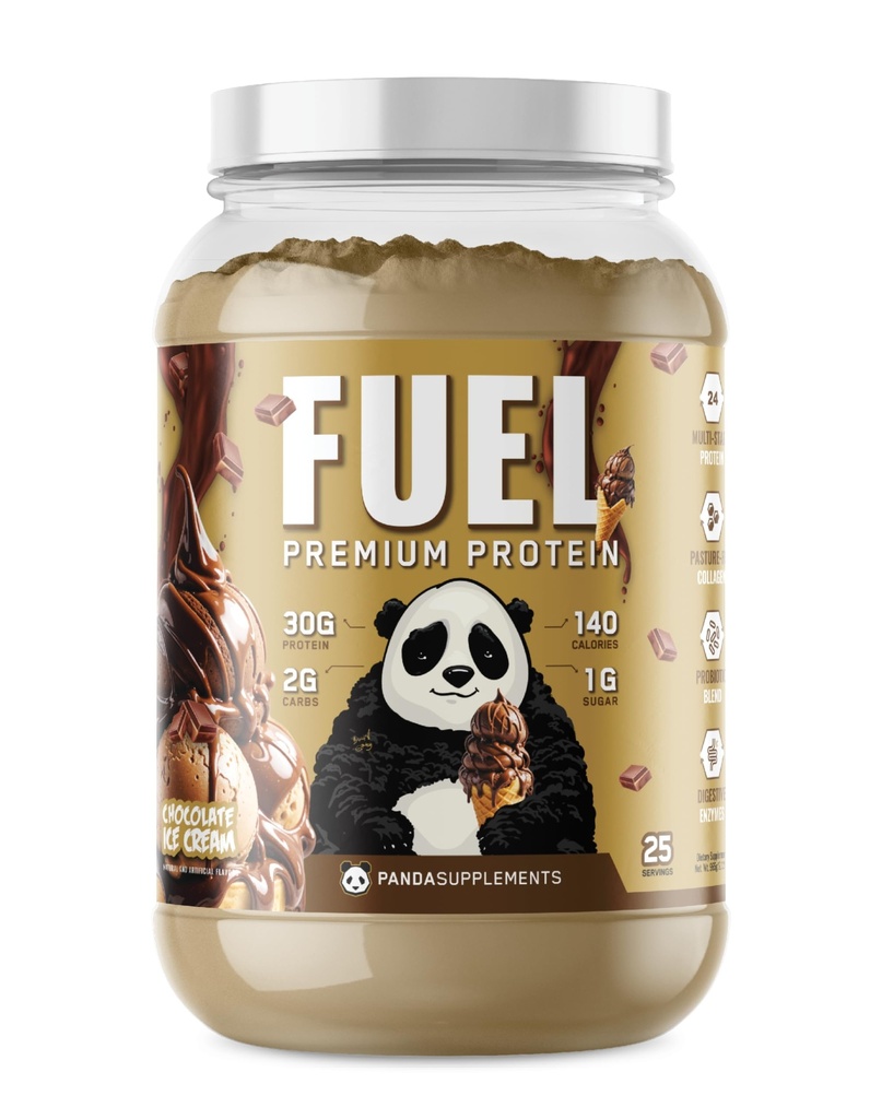 Underground Bio Labs Panda Fuel Premium Protein Whey,Hydrolyzed Collagen,Casein,Probiotiques, Enzymes, Keto Friendly,Time Release, 25 portions (2,5 livres, crème glacée au chocolat)