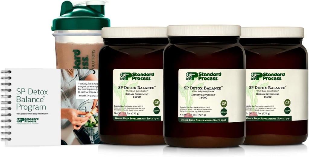 Kit d'équilibre de désintoxication SP, programme de 28 jours - Nettoyage de désintoxication avec protéines de pois, fer, magnésium et choline - végétalien, non laitiers et sans gluten (3 paquets)