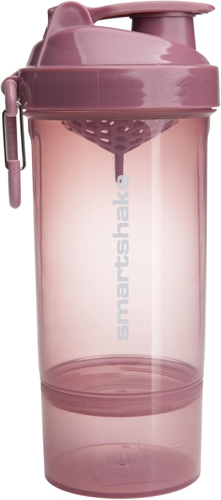Smartshake O2GO ONE Plastic Protein Shaker Bottle 800 ml | 27 oz - Leakproof Screw-on Lid - BPA Free – Unisex - Deep Rose