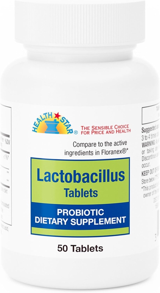 GeriCare Probiotic Lactobacillus, Soutien de la santé digestive, Comprimés de complément alimentaire, 50 Compte (paquet de 1)