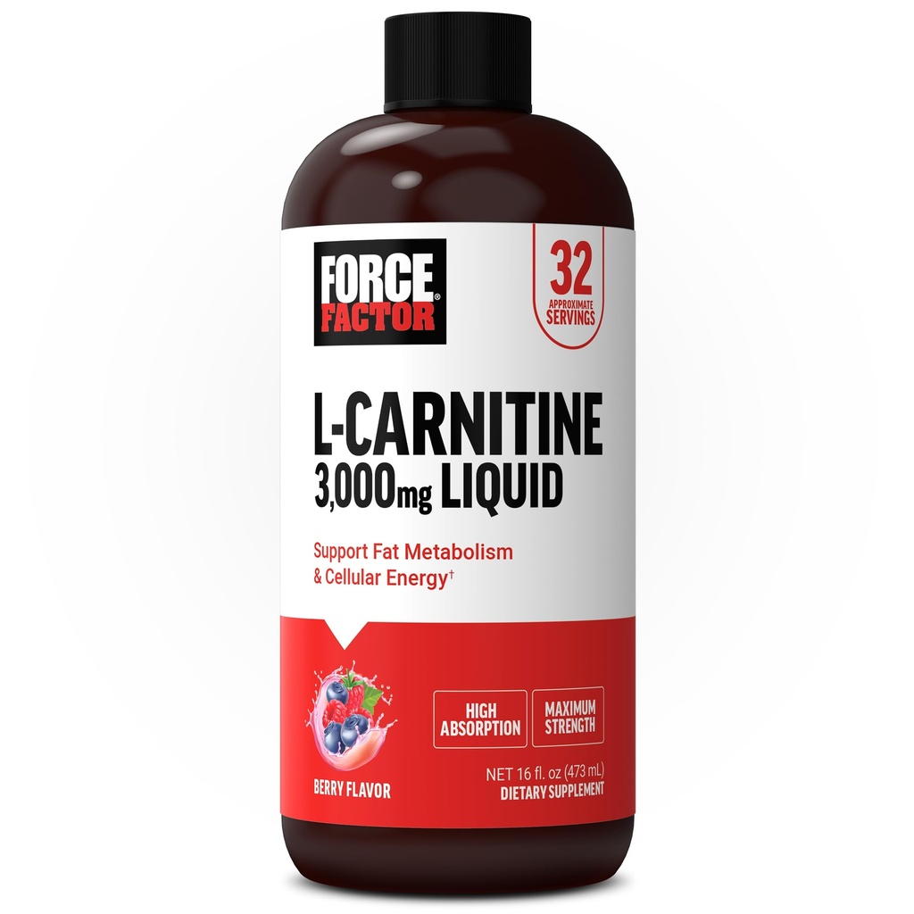 Facteur de force L-Carnitine Liquide 3000mg, supplément de force maximum pour soutenir le métabolisme des graisses, l'énergie cellulaire et la récupération musculaire, absorption élevée, non-OGM, fleur de baie, bouteille de 16 oz