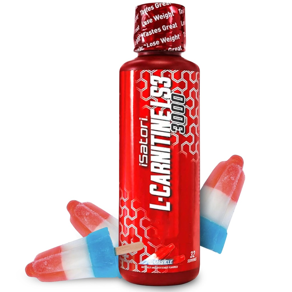 iSatori L-Carnitine LS3 3000, L-Carnitine liquide avec acétyl L-Carnitine, L-Carnitine L-Tartrate, Stimulant sans pré-entraînement, Calories basses, Sucre, Gluten, Céto-friendly, Bombsicle Flavor (32 portions)