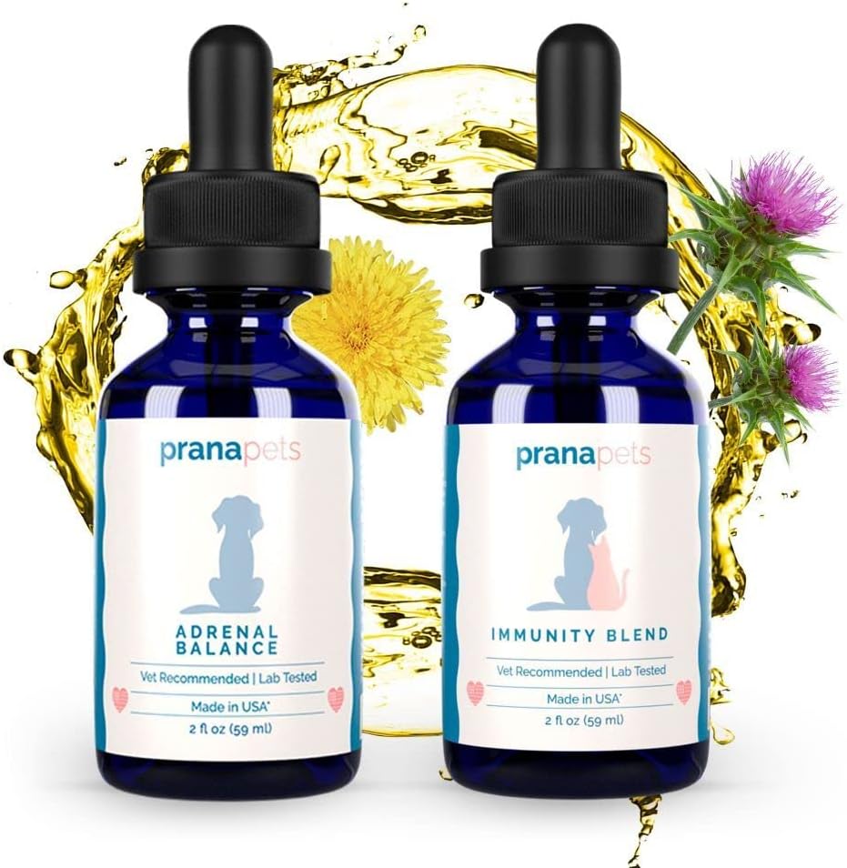 PranaPets Adrenal Immunity Regimen | Adrenal Balance for Dogs with Cushing’s & Immunity Blend Supplement for Dogs & Cats