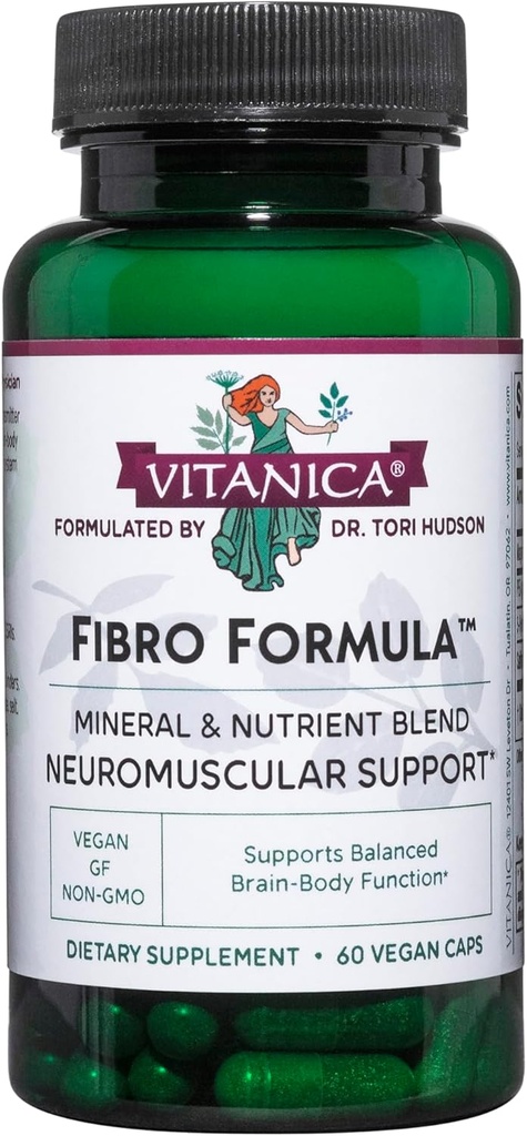 Vitanica Fibro Formula, Fibromyalgia Relief Support, Saffron Extract 60mg, 5 HTP 100mg, Pea 300mg, Dr Formulated Neuro Muscular Support Supplement, Vegan, Non-GMO, 60 Capsules