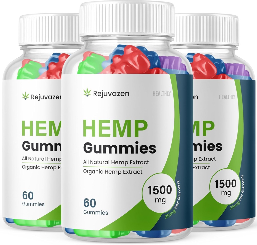 (3 Pack) Gummies de Rejuvazen - Formule officielle - Gummies de Chanvre Rejuvazen Formule de sucre de pression artérielle 300mg, Gummies de Rejuvazen Mélange de haute puissance gros calibre Gummies 25mg Par Gummy 1500mg (180 Gummies)