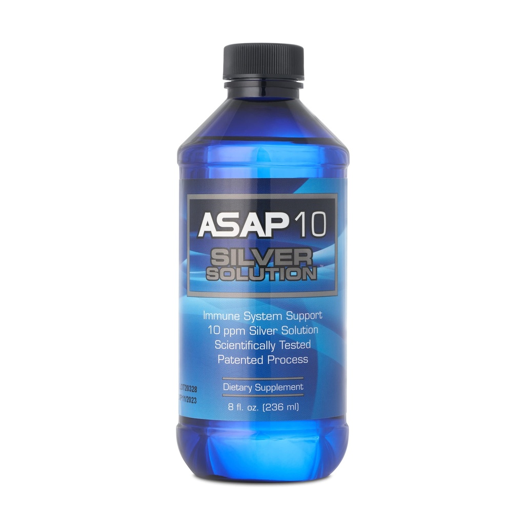 American Biotech Labs - ASAP 10 Silver Solution - Immune System Support, 10 Ppm Colloïdal Silver Solution liquide Argent Supplément quotidien de support immunitaire avec la technologie Silversol - 8fl Oz