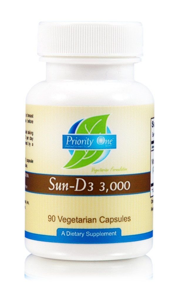 Priorité 1 Vitamines Soleil D3 3 000 90 Capsules végétariennes - La forme la plus biodisponible de vitamine D (cholecalciférol).*