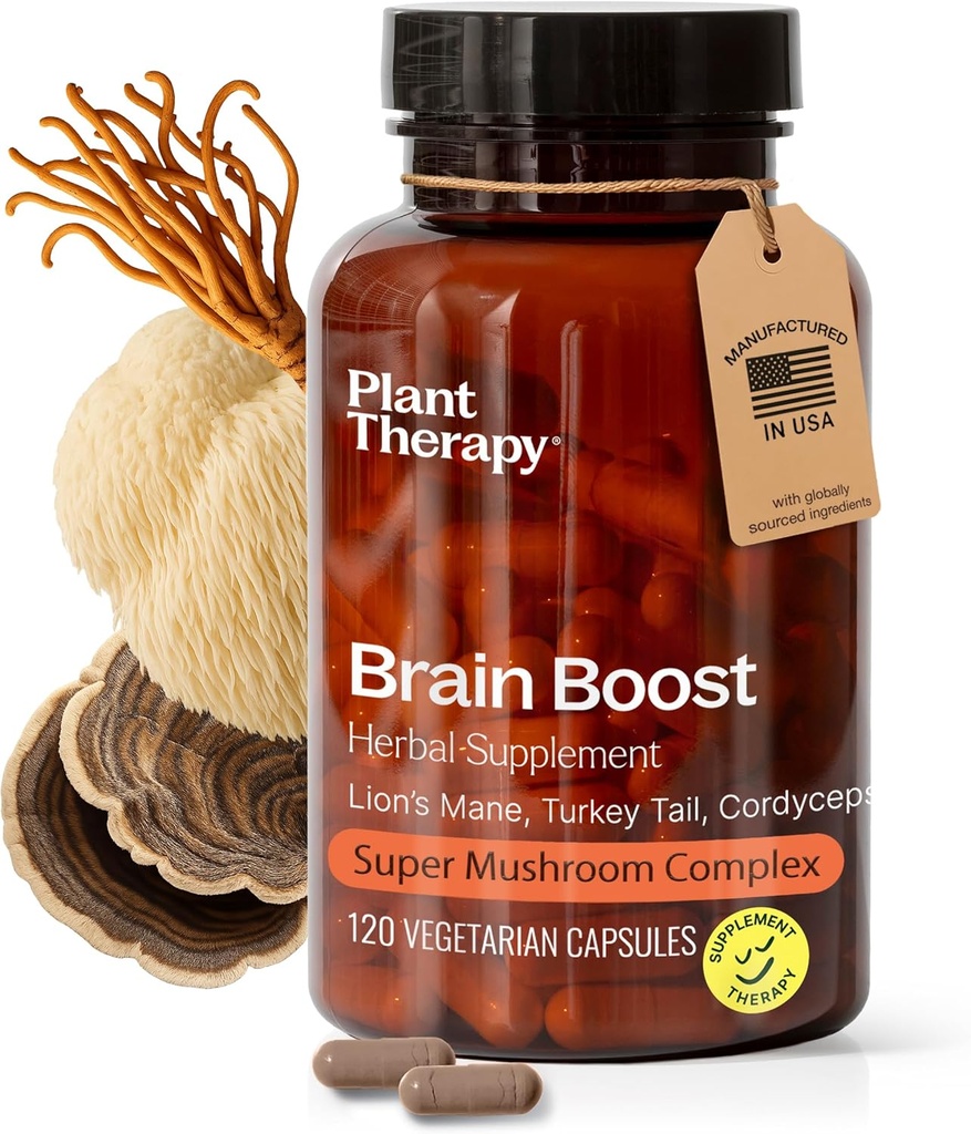 Thérapie Plantaire Capsules de Mane fabriqués aux États-Unis 4 mois d'approvisionnement avec la dinde Tail et Cordyceps soutient la mémoire Focus Suppléments pour les femmes et les hommes Brain Boost 120 Capsules végétariennes