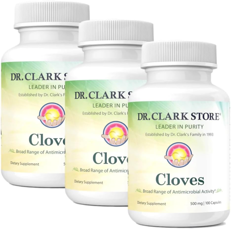 Supplément de soins de santé Dr Clark Cloves - Santé Digestive Naturelle, 500 mg, 100 gélules de gélatine pure 3Pack